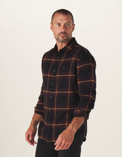 Hudson Double Brushed Flannel in Black Plaid