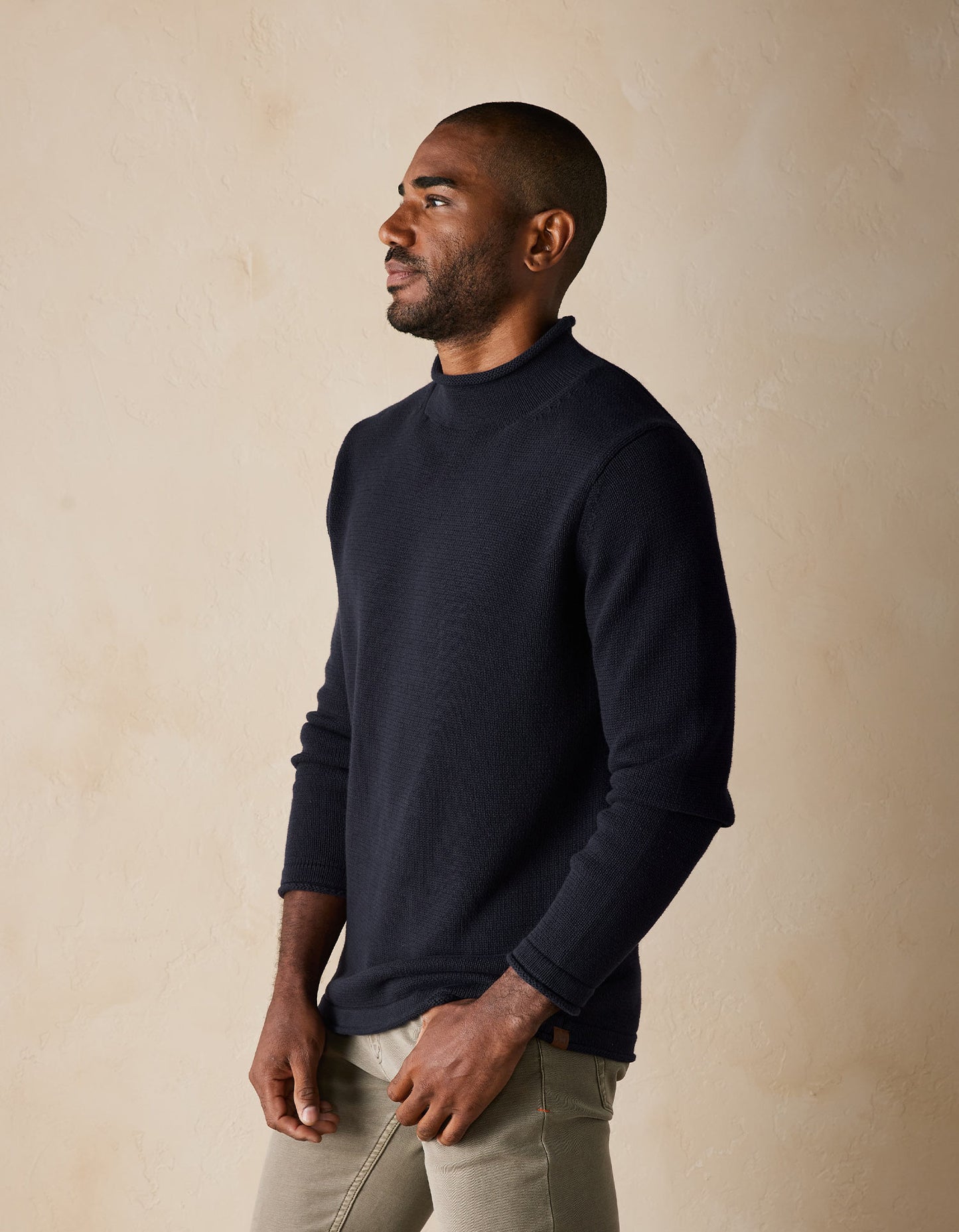 Roll Neck Sweater in Navy