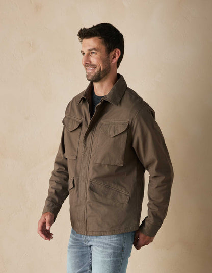 James Canvas Military Jacket in Taupe