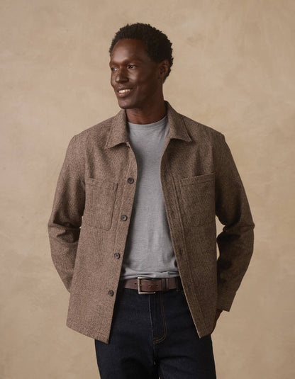 Houndstooth Overshirt in Khaki Multi