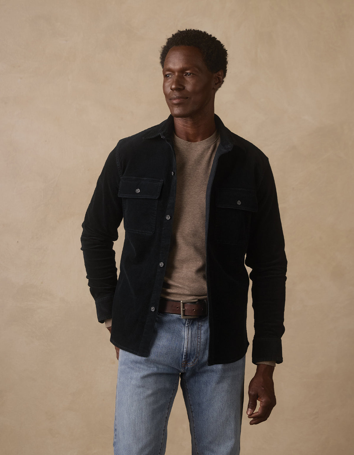 Micro Comfort Cord Overshirt in Dark Teal