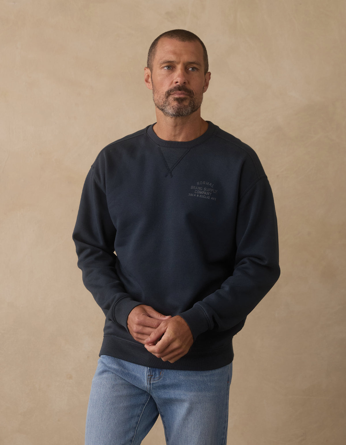 Normal Fleece Graphic Pullover in Shale Blue