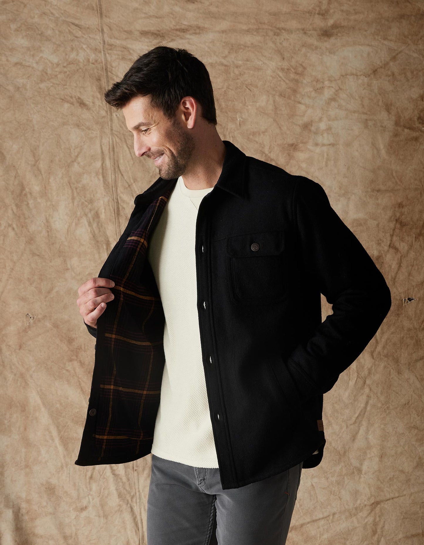 Brightside Flannel Lined Workwear Jacket in Black