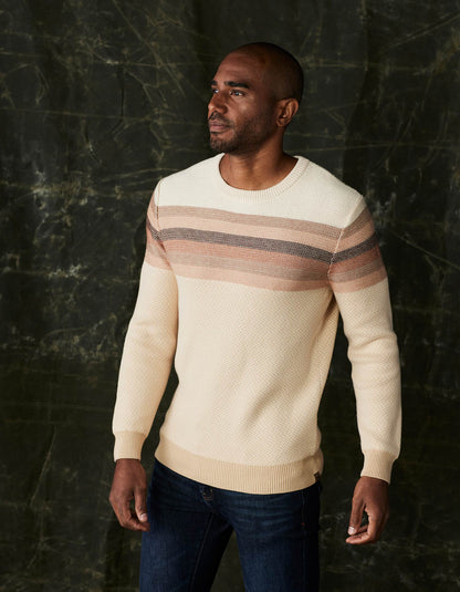 Striped Ski Sweater in Beige Multi