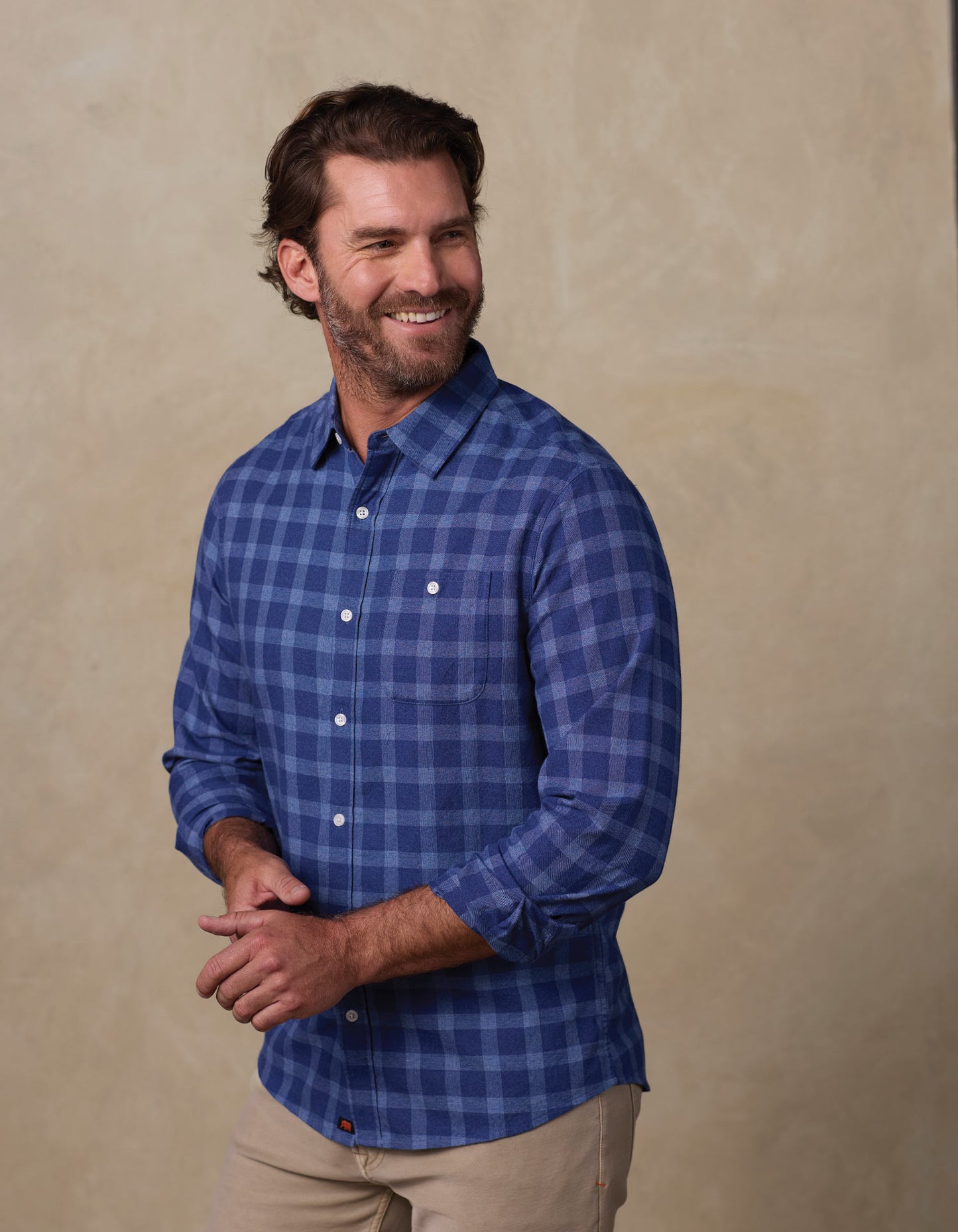 Jasper Button Down in Faded Denim Check