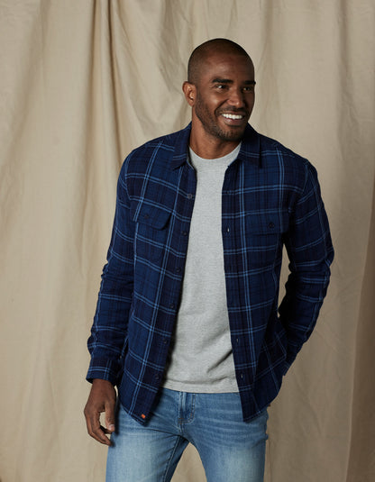 Mountain Overshirt in Indigo Plaid