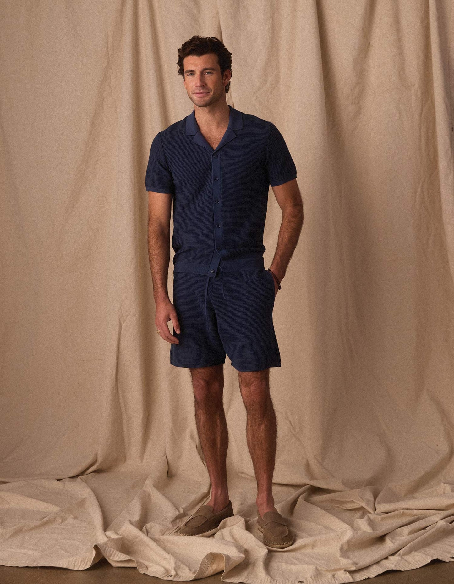 Robles Birdseye Knit Short in Denim/Dark Navy