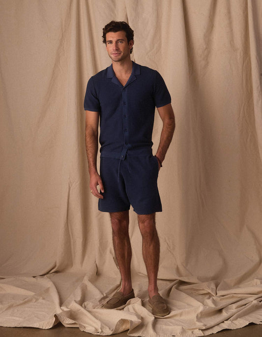 Robles Birdseye Knit Short in Denim/Dark Navy