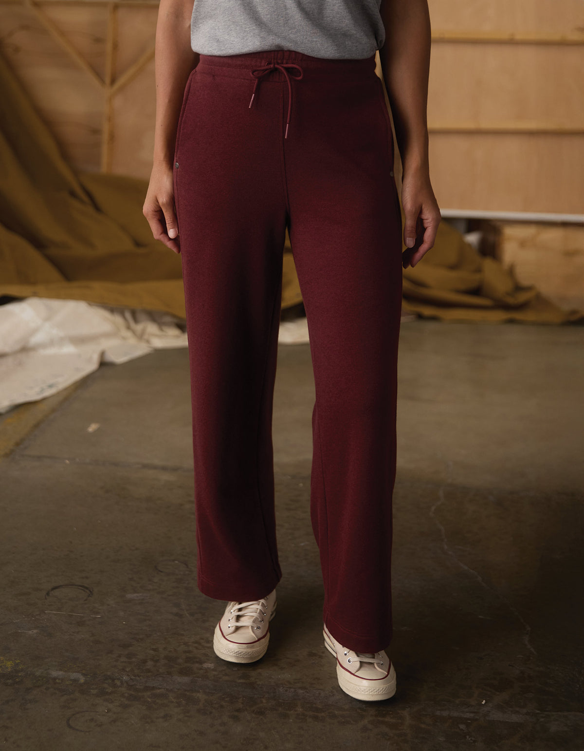 Fleece Puremeso Wide Leg Pant in Port Wine