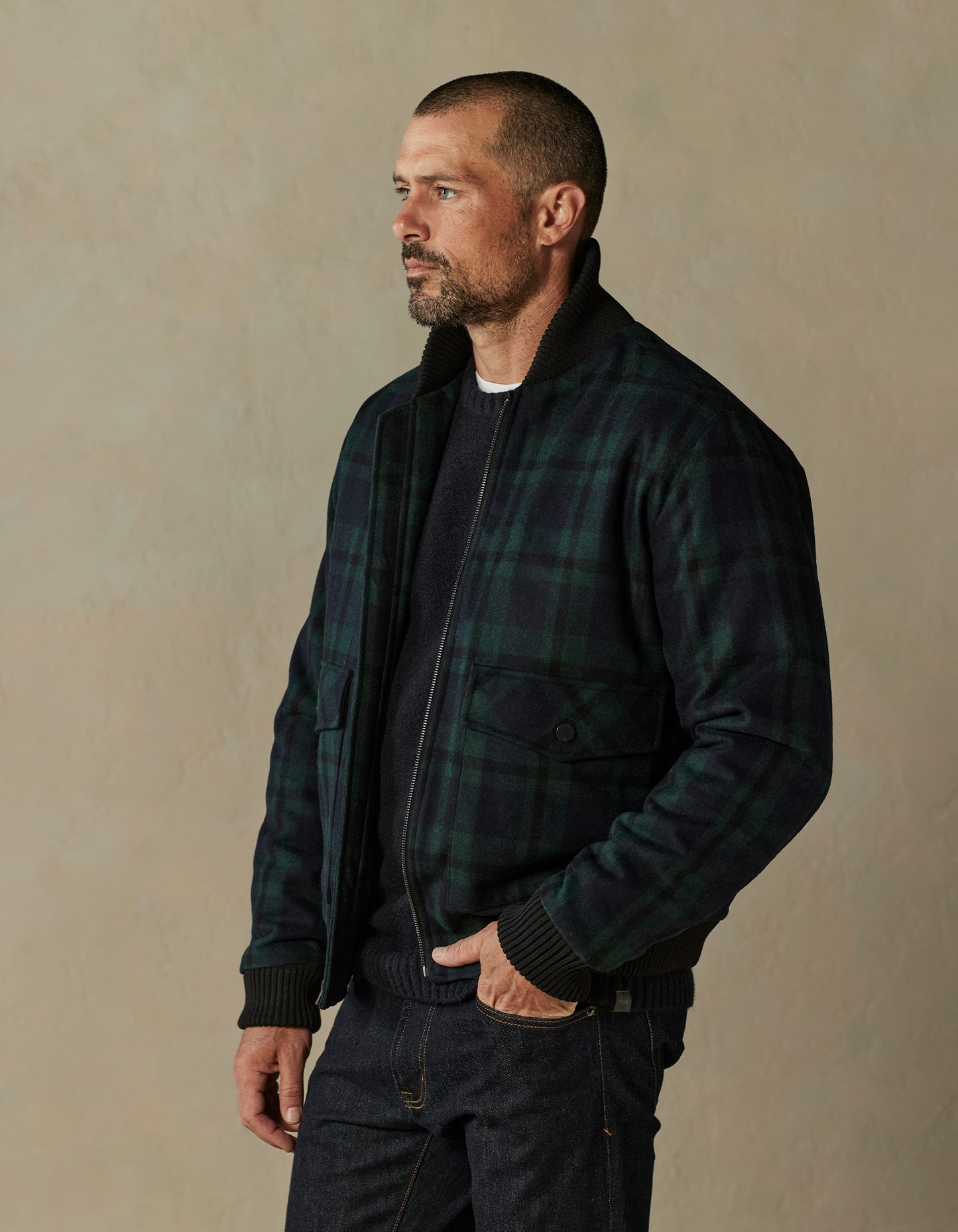 Douglas Bomber Jacket in Blackwatch Plaid