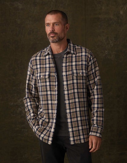 Mountain Textured Overshirt in Moss Multi