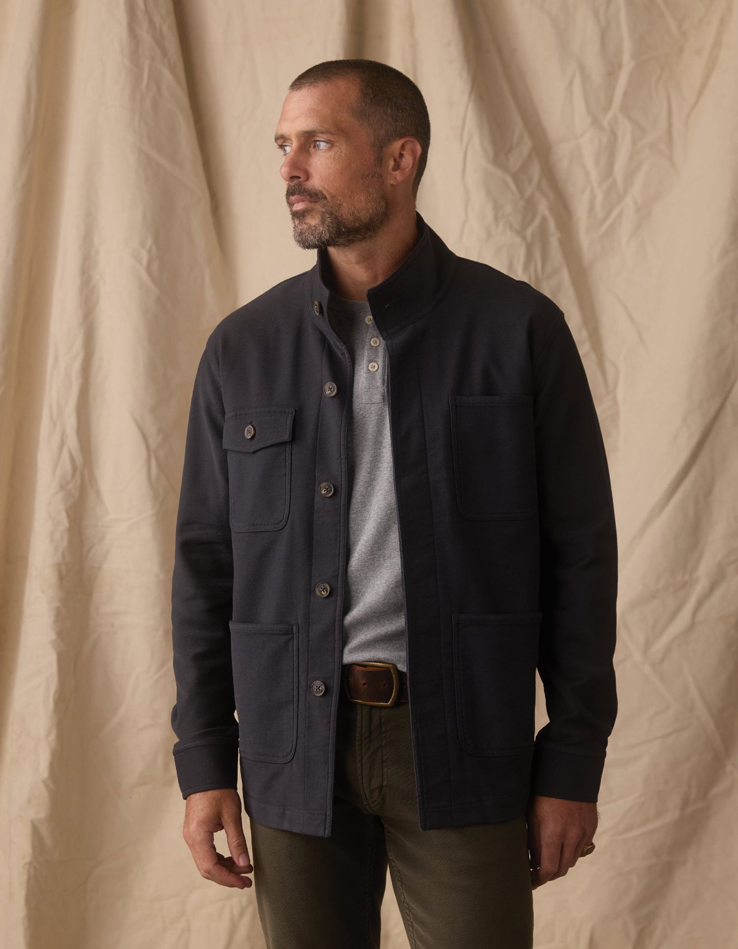 Comfort Terry Chore Coat in Navy