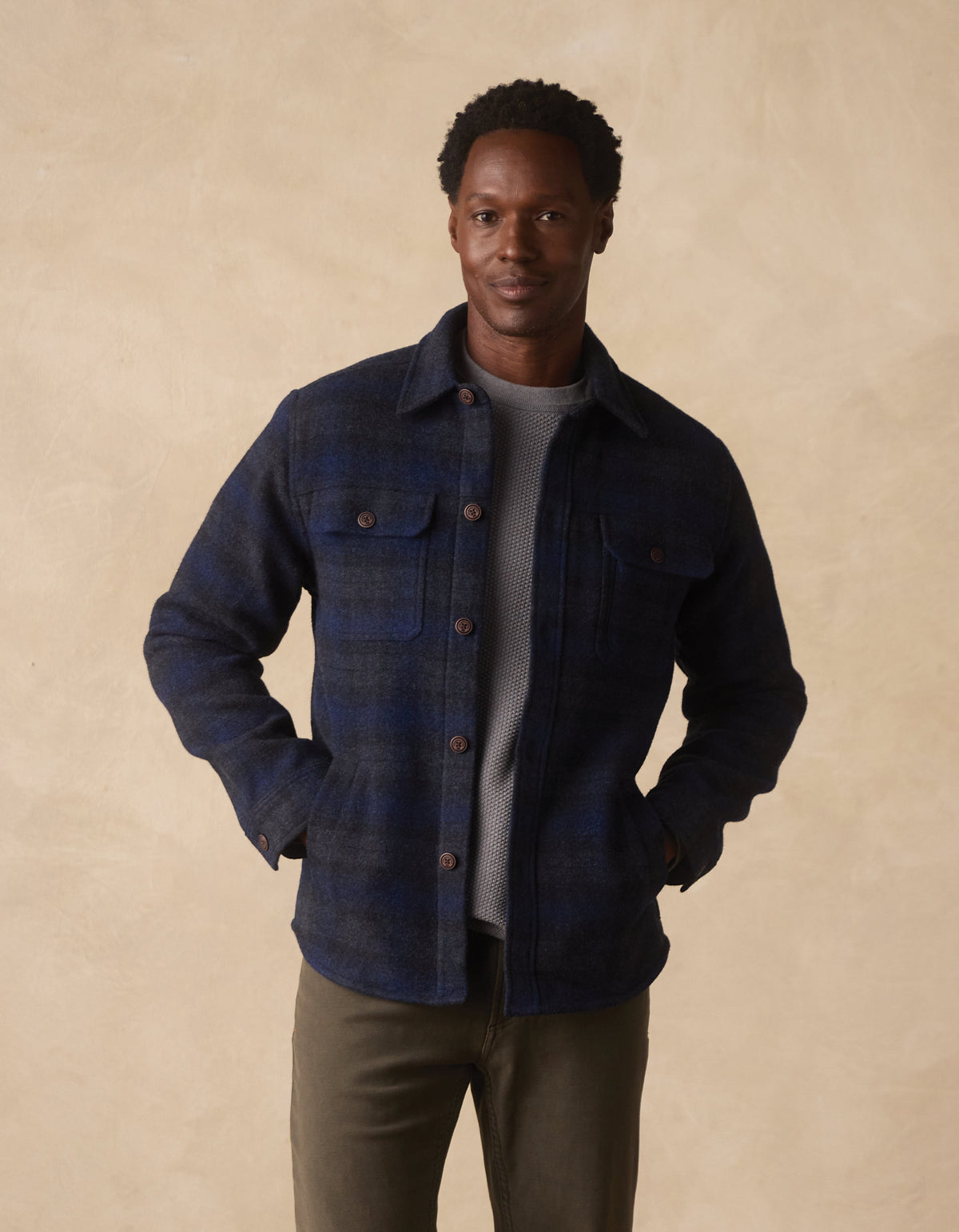 Brightside Flannel Lined Workwear Jacket in Navy Plaid