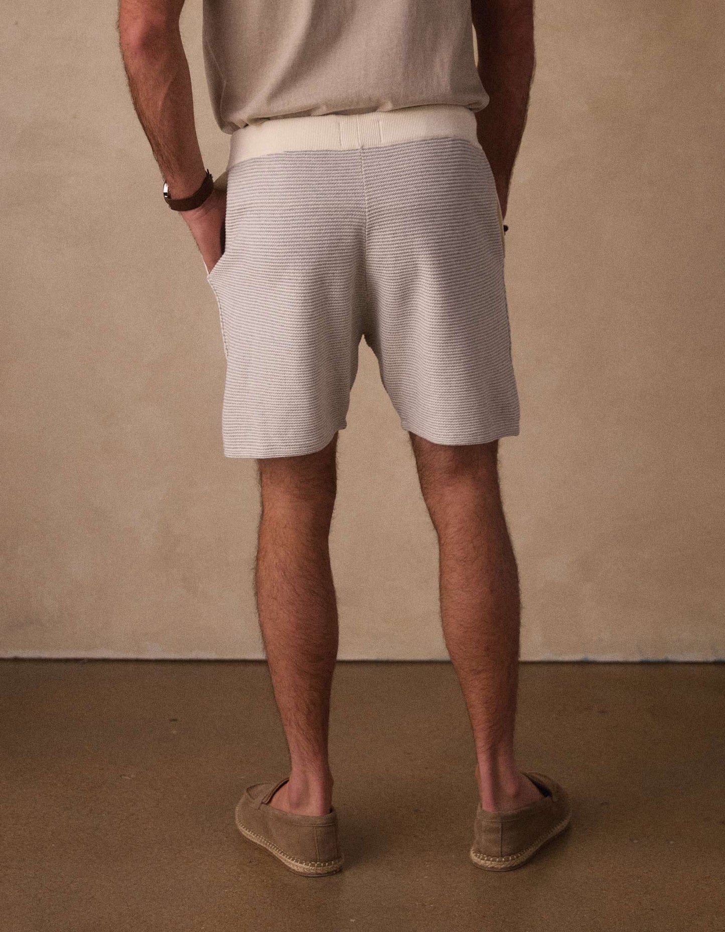 Robles Birdseye Knit Short in Cream/Grey