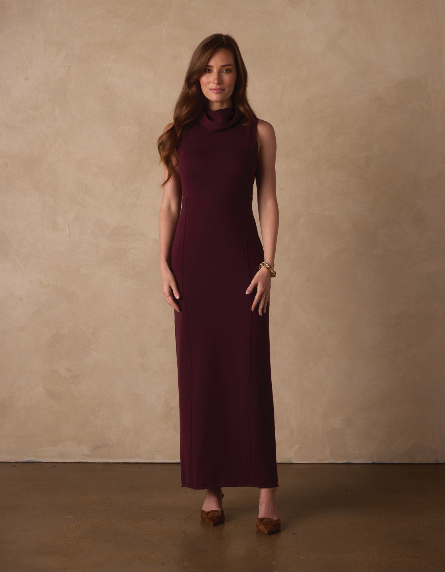 Eloise Column Dress in Port Wine