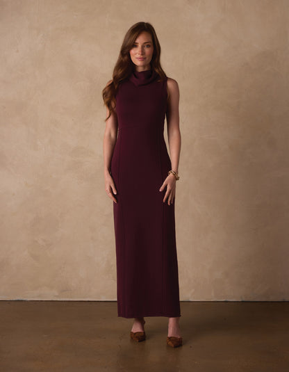 Eloise Column Dress in Port Wine
