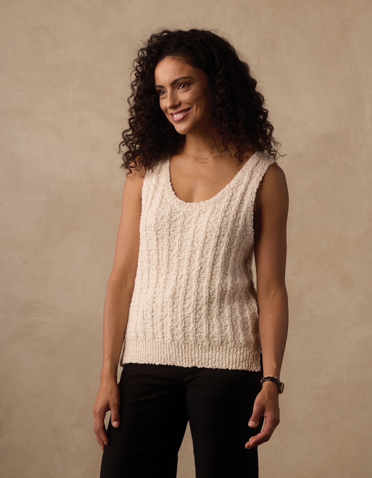 Louise Scoop Neck Tank in Ivory