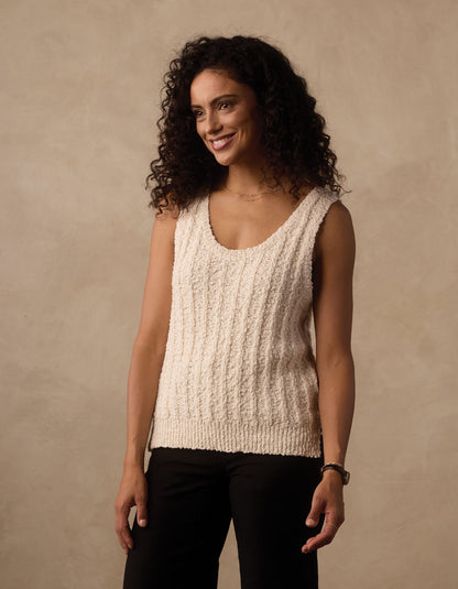 Louise Scoop Neck Tank in Ivory