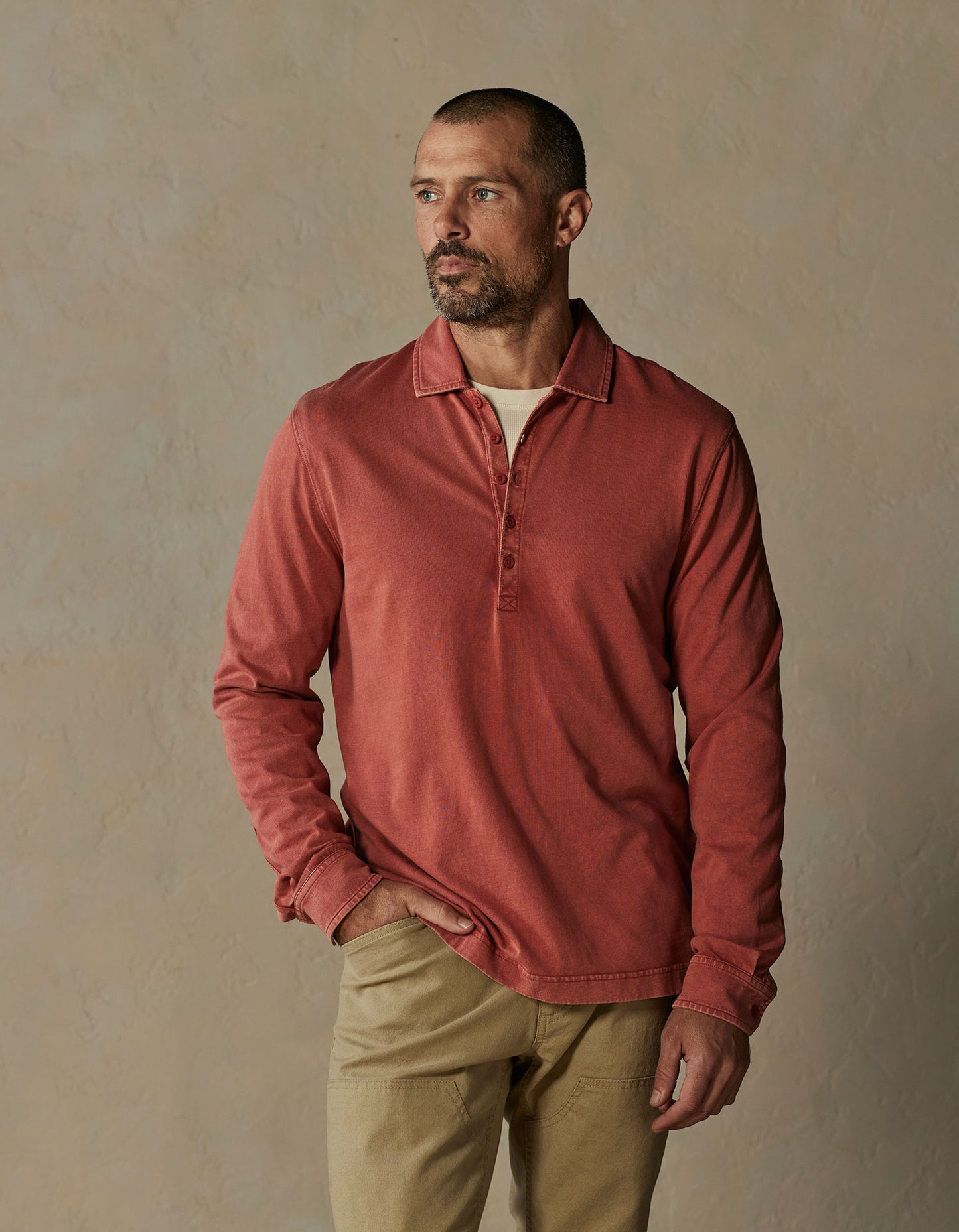 Lennox Jersey Polo in Scarlet