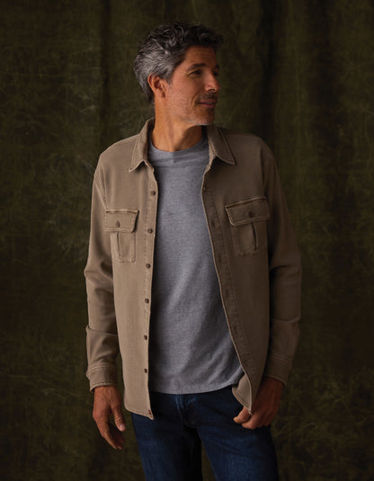 Comfort Terry Shirt Jacket in Taupe