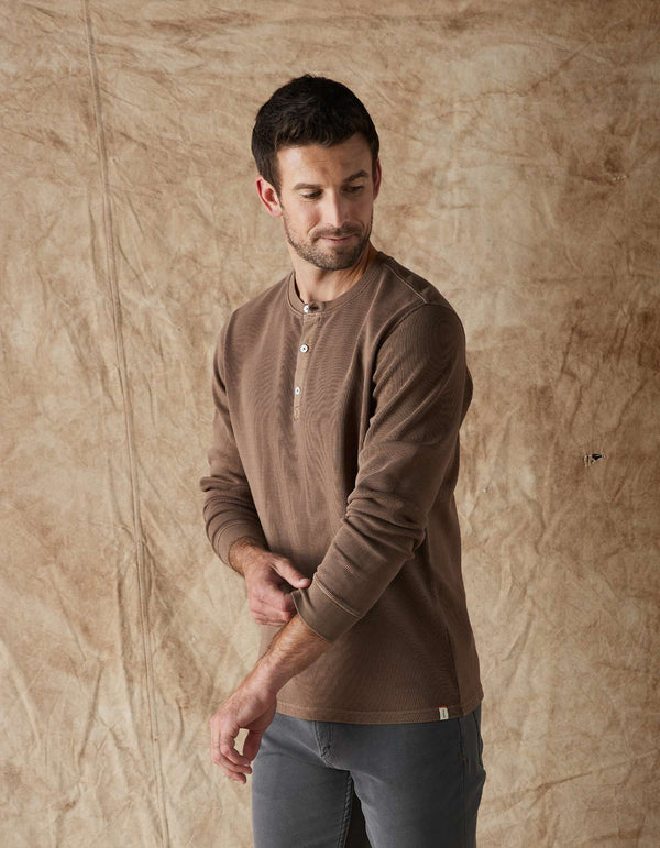 LRG SYCAMORE THERMAL HOODED HENLEY TAN