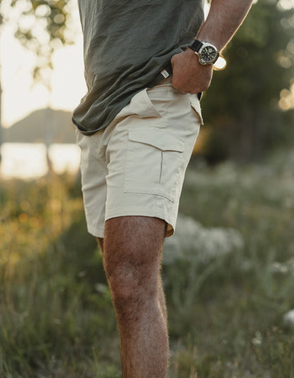 James Canvas Cargo Short in Chalk