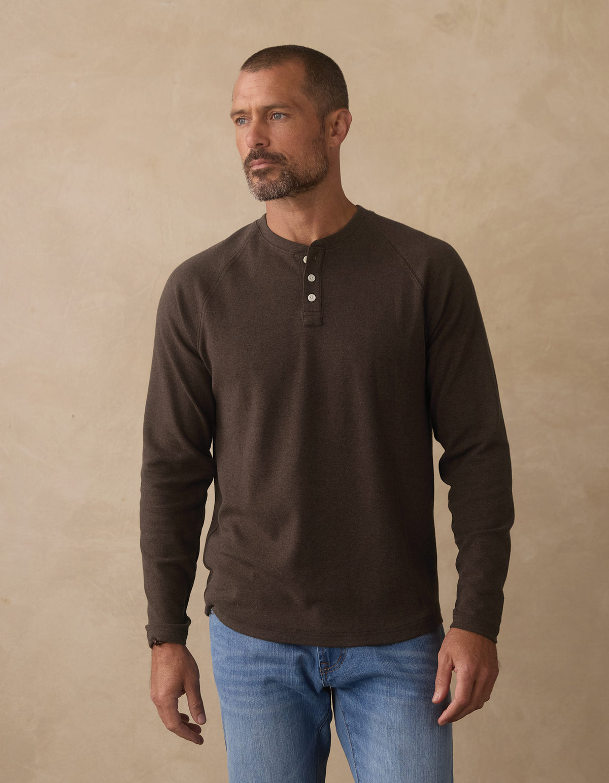 Puremeso Everyday Henley in Ash Brown