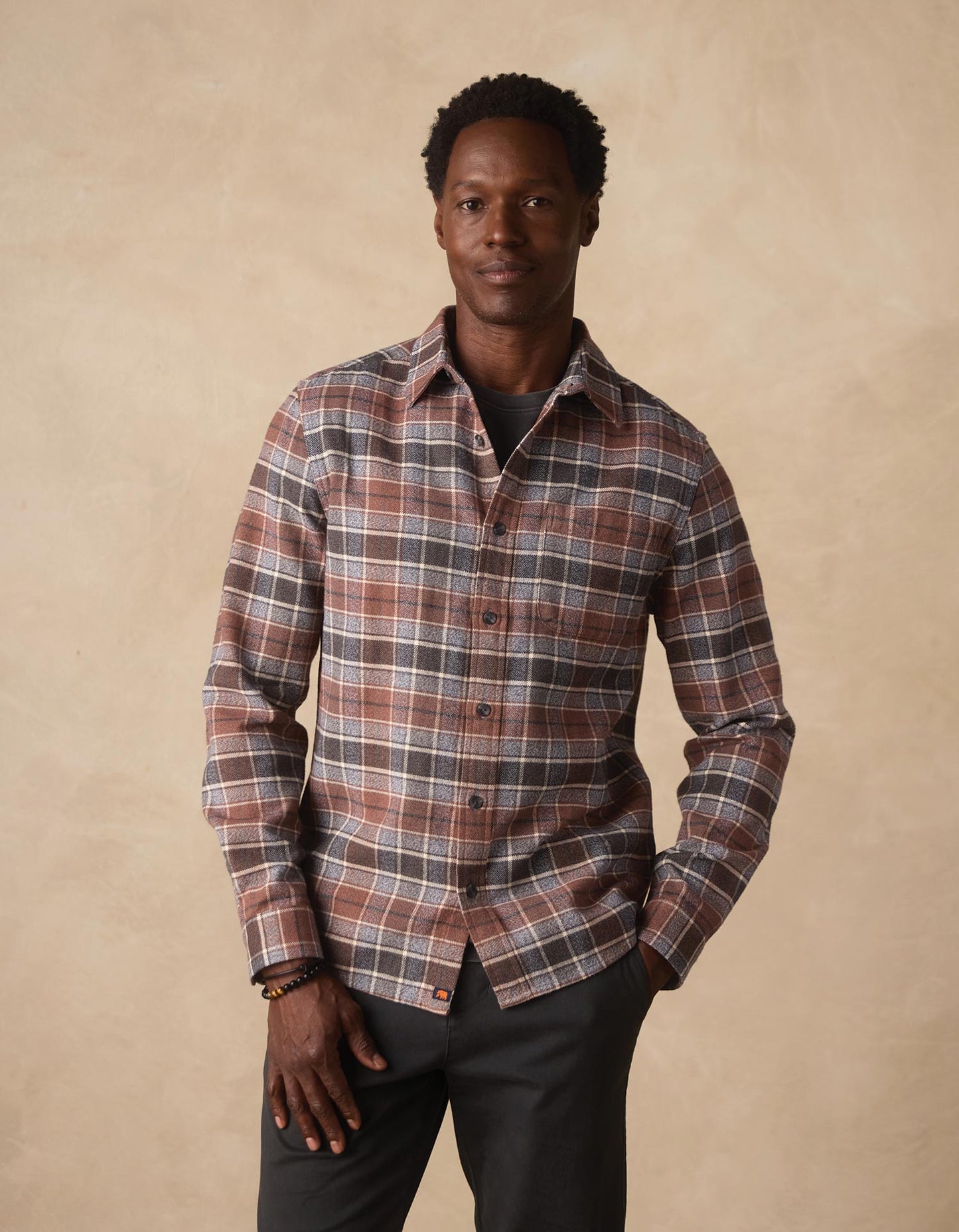 Louis Heavyweight Flannel Overshirt in Spiced Brandy