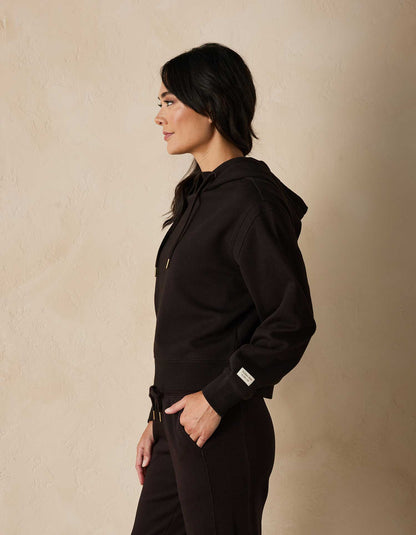 Jackie Premium Fleece Boxy Skimmer Hoodie in Chestnut