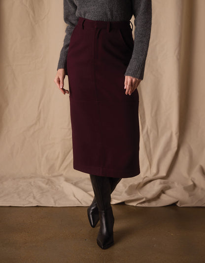 Brightside Midi Skirt in Port Wine