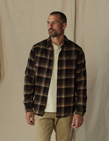 Louis Heavyweight Flannel Overshirt in Black Plaid