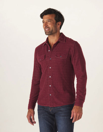 Textured Knit Shirt in Wine