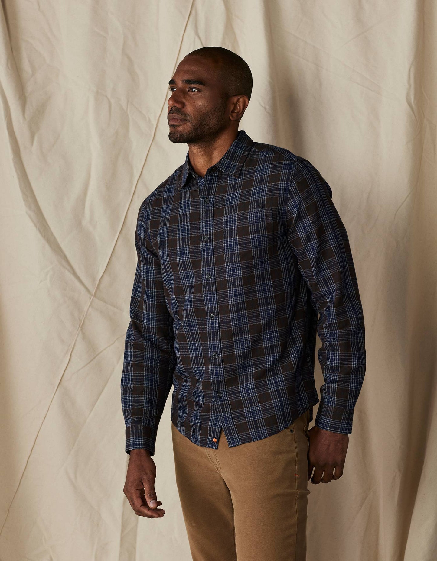 Nikko Button Up Shirt in Brown Plaid