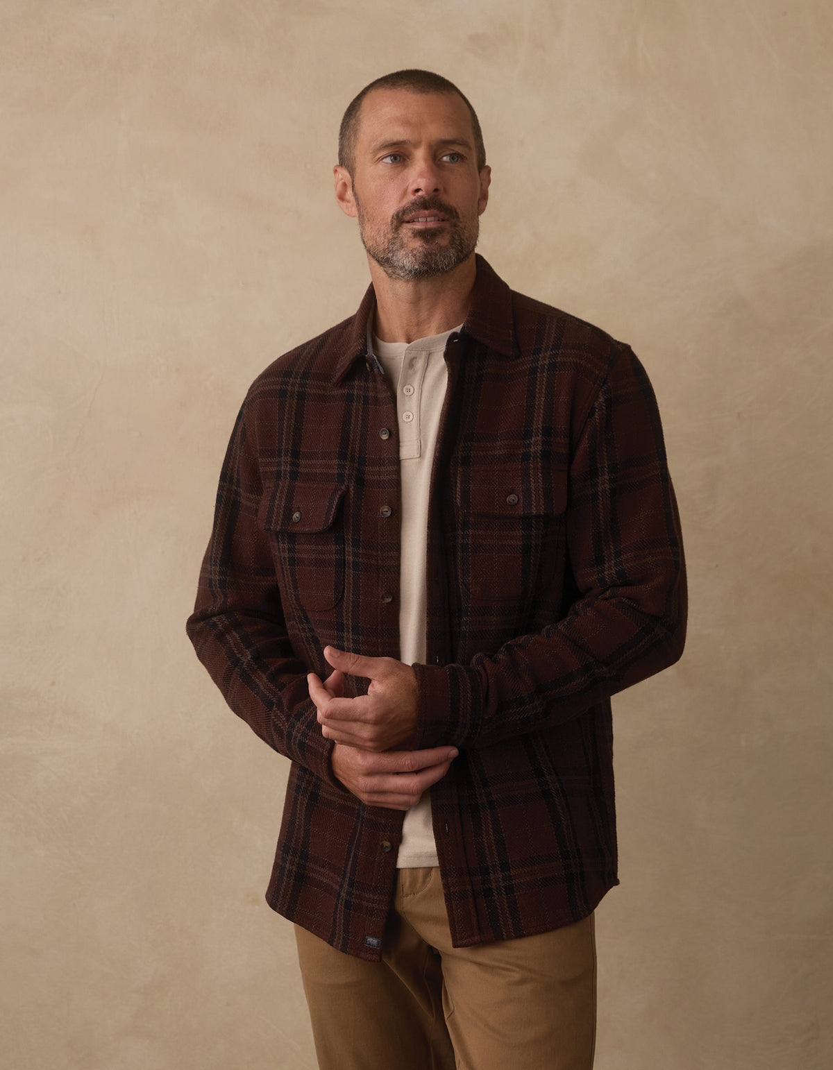 Mountain Textured Overshirt in Spiced Brandy Plaid