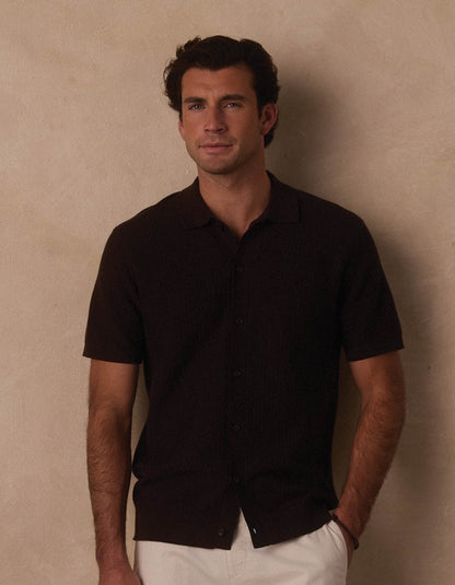 Breezeknit Button Up in Dark Brown