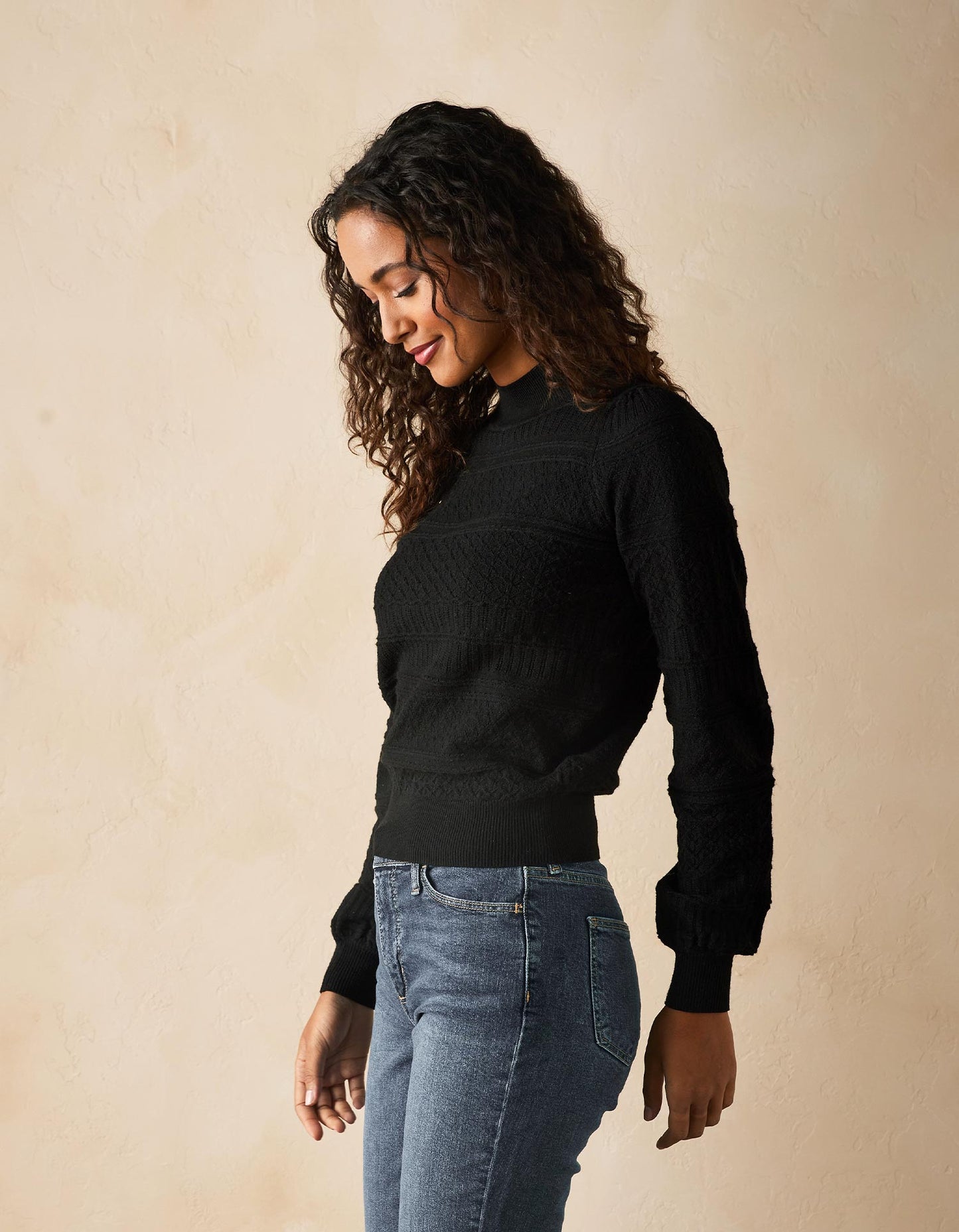 Olivia Pointelle Sweater in Black