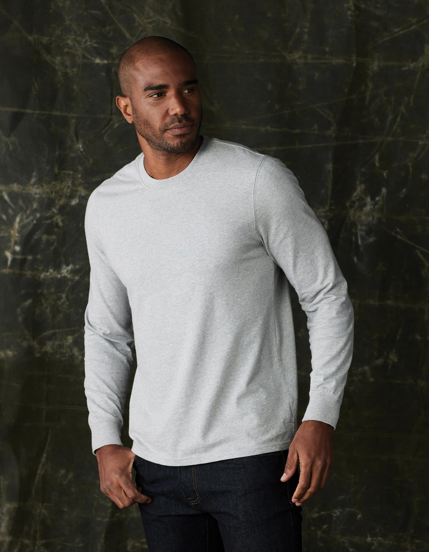 Lennox Jersey Long Sleeve Tee in Heather Grey