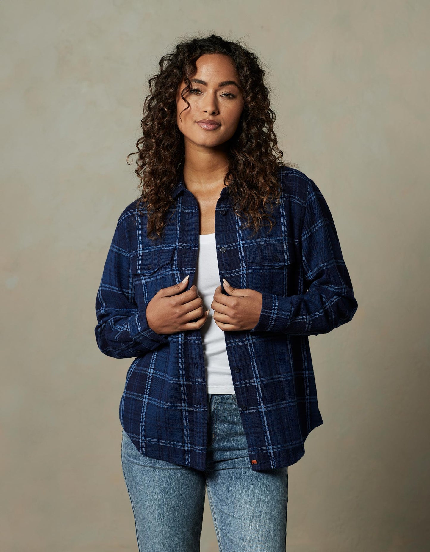 Women's Mountain Overshirt in Indigo Plaid