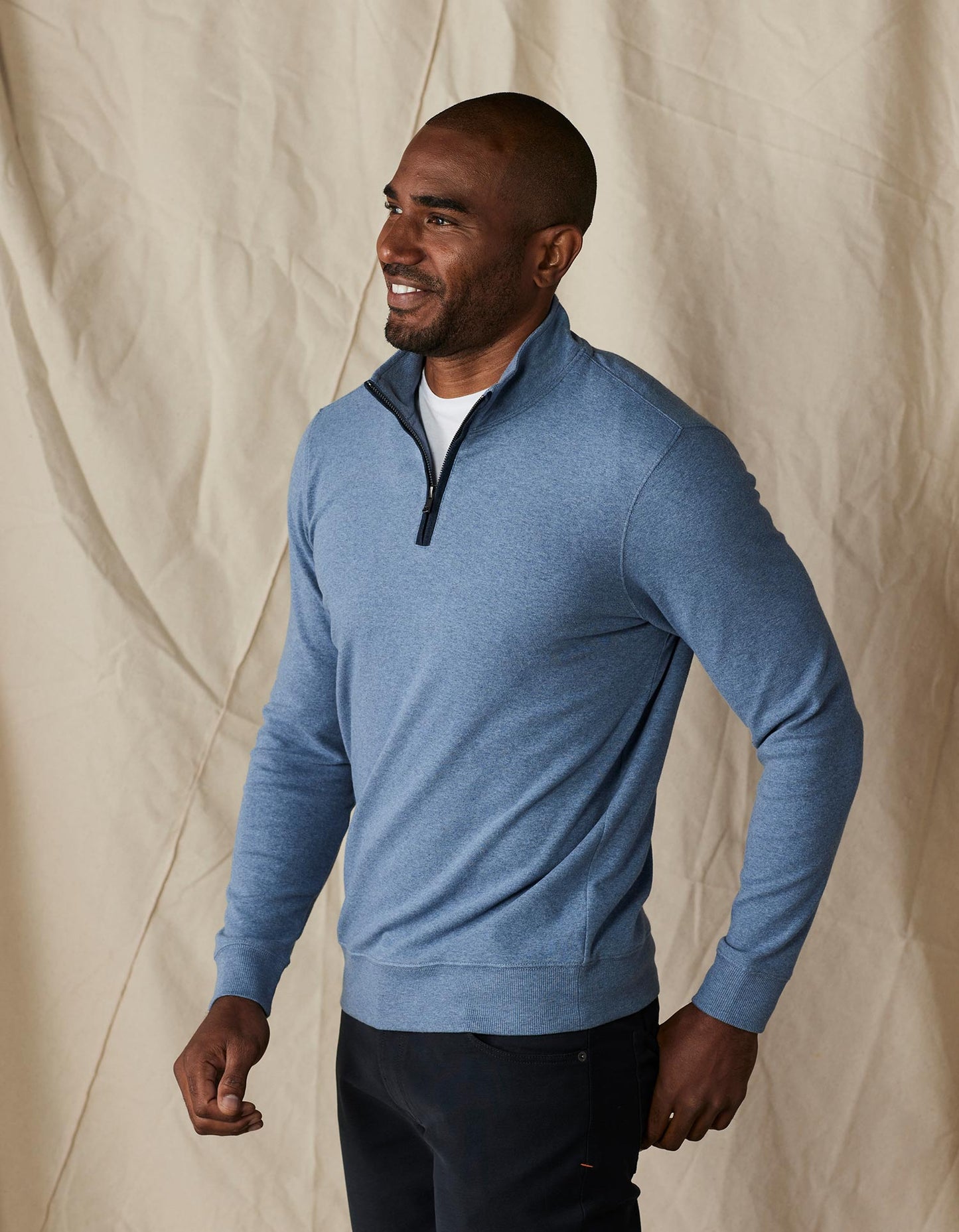 Puremeso Weekend Quarter Zip in Slate Blue