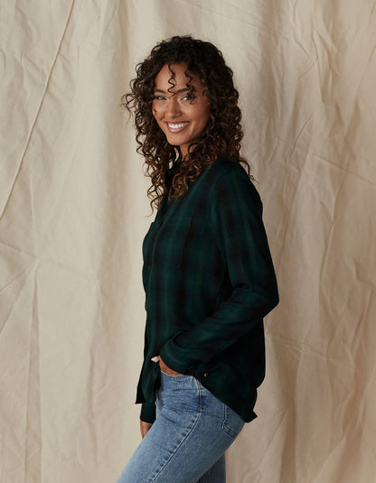 The Harper Button Up in Evergreen Plaid