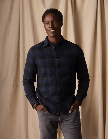 Louis Heavyweight Flannel Overshirt in Midnight Plaid