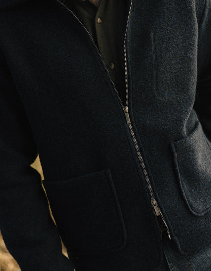 Brushed Knit Boucle Jacket in Navy