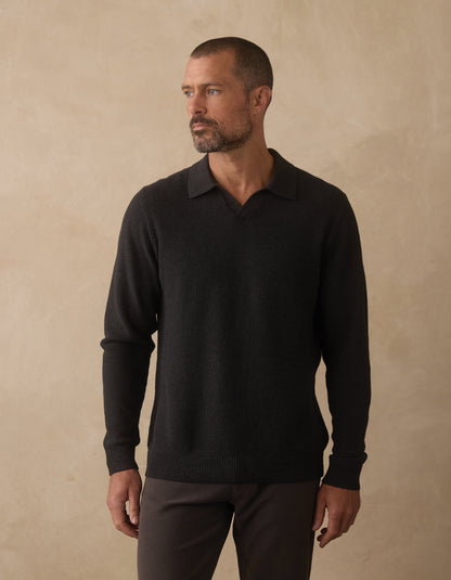COOLMAX® Textured Sweater Polo in Charcoal