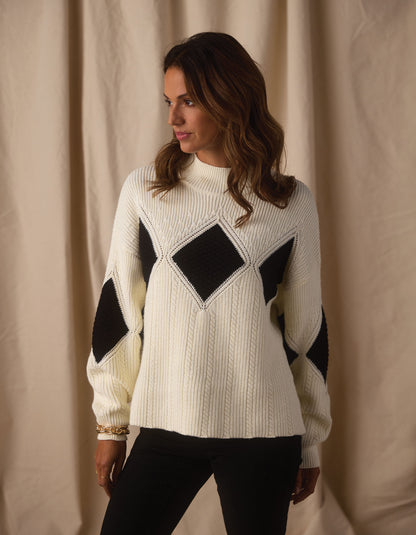 Celeste Sweater in Cream/Black