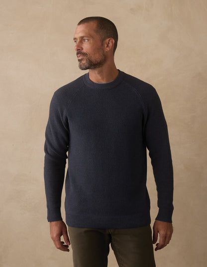 COOLMAX® Textured Crewneck Sweater in Waterloo
