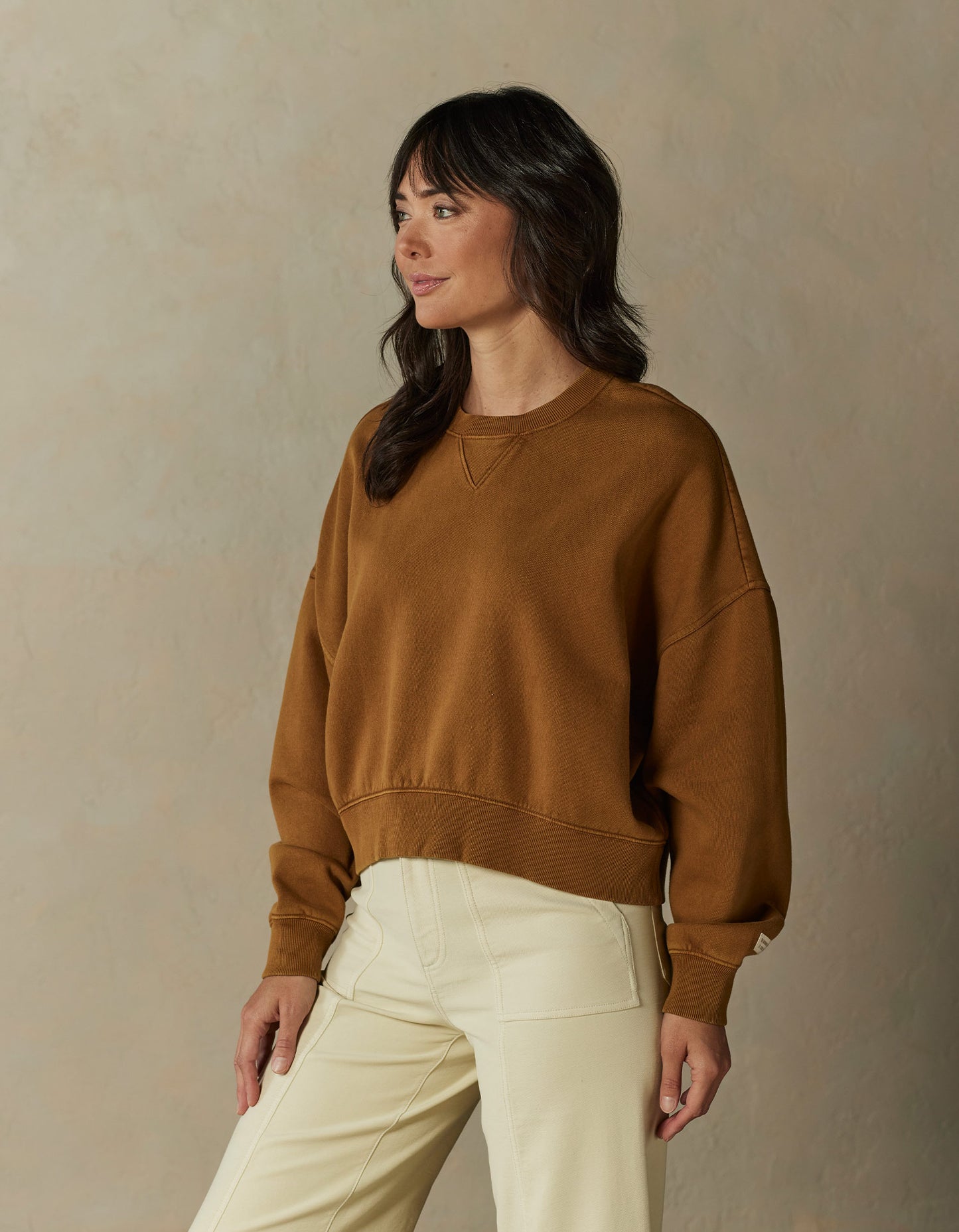 Jackie Premium Fleece Vintage Crewneck in Maple Glaze