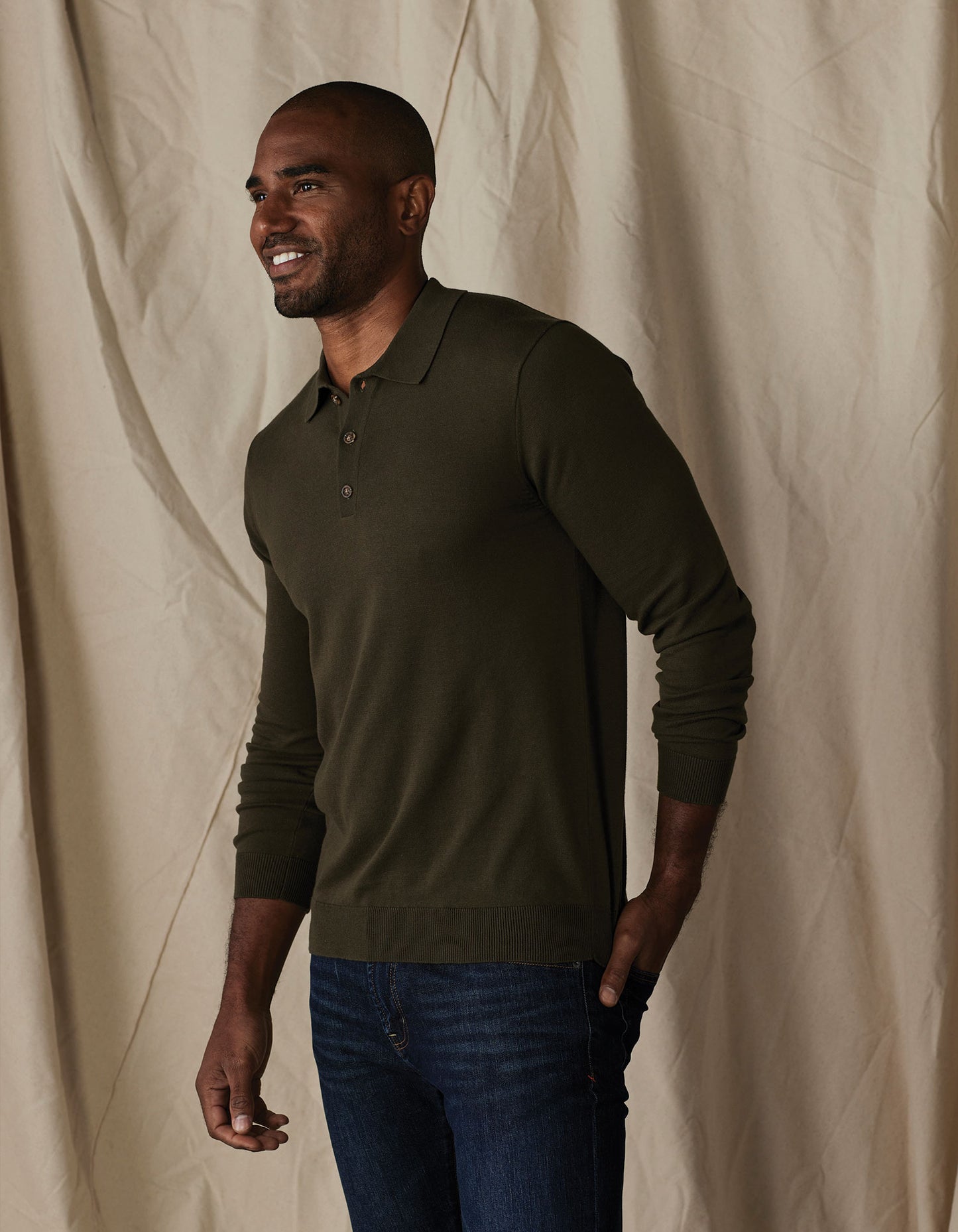 Robles Knit Long Sleeve Polo in Alpine