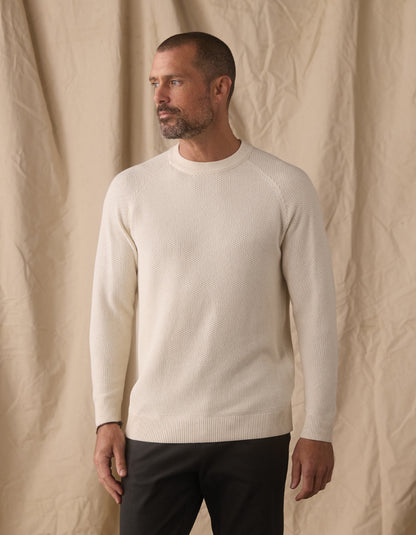 COOLMAX® Textured Crewneck Sweater in Ivory