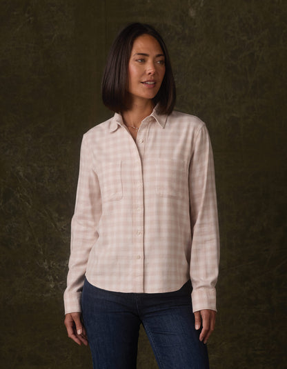 Softloom Flannel Button Up in Oat Plaid