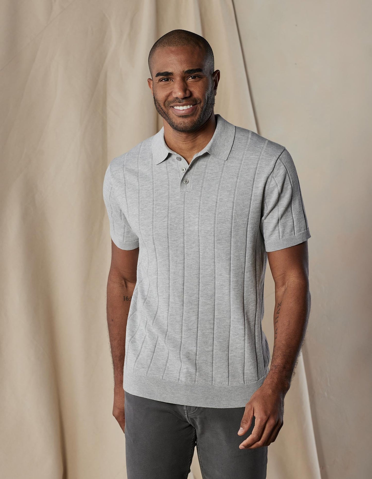 Robles Rib Stitch Polo in Navy